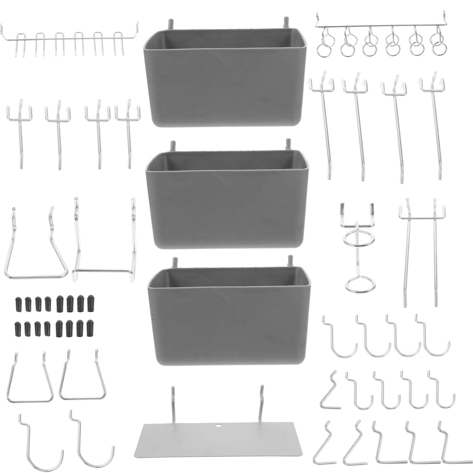 Set Ganci per Pannello Forato 140 Pezzi in Acciaio Inossidabile | Accessori Organizer per Garage e Officina, Assortimento Versatile per Sospensione Efficiente, Componenti in Gomma e Abs