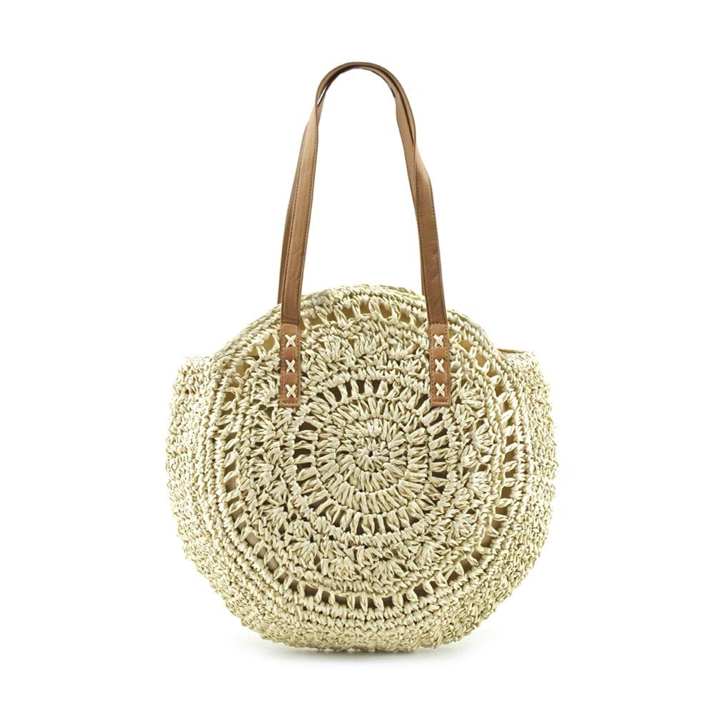 MODELISA Bolso Tote Rafia Redondo Paja Verano Playa Hombro Mujer