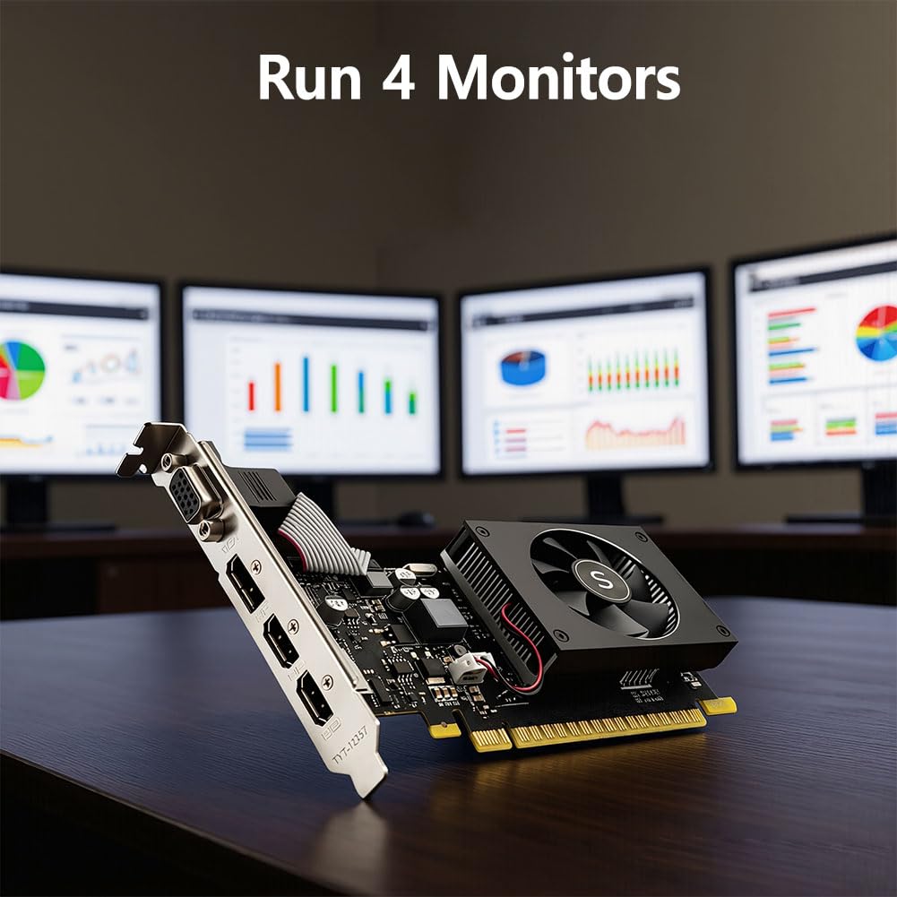 GT 730 4GB Scheda Grafica, 2 HDMI, DisplayPort, VGA, DDR3 64-bit, Scheda Video Low Profile PC, Computer GPU, Bassa potenza, PCI Express x8, DirectX 12