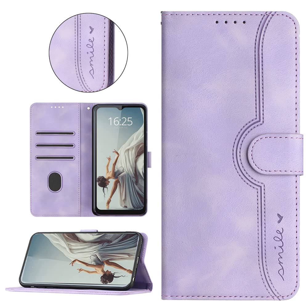 EuoDuo Cover Libro compatibile con Oppo Reno 8 5G Custodia Portafoglio in Pelle Shell TPU Antiurto con Tasca Carte Flip Magnetico Protettiva Caso - Viola Lavanda
