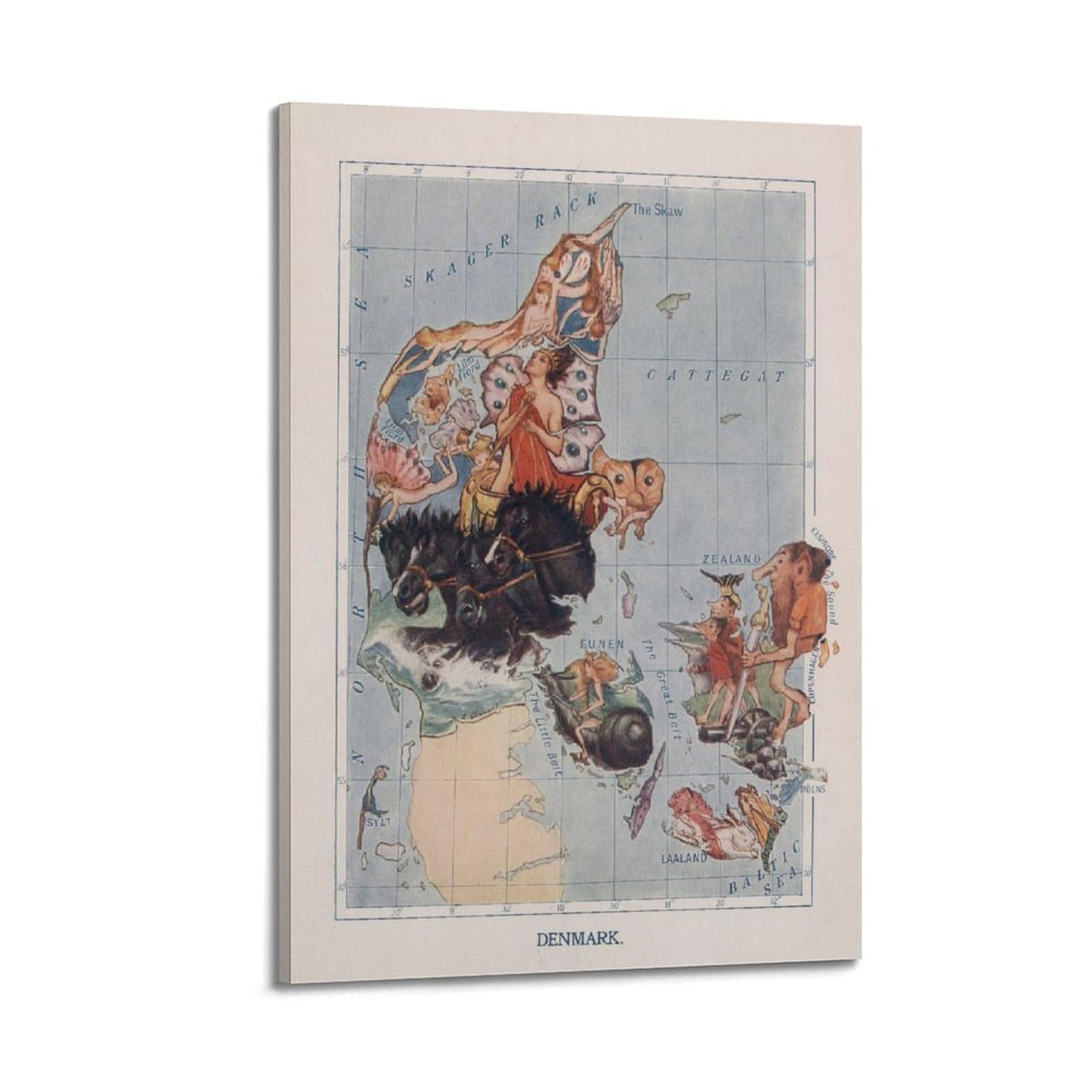 OKAHYS Vintage Travel Map Poster Denmark Decorative Painting Canvas Wall Artworks Picture 20x30inch(50x75cm)
