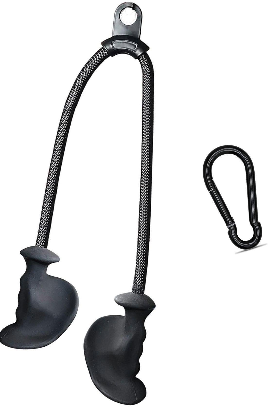 wWAR Ergonomic Tricep Rope Gym LAT Pull Down Handles Pulley with Safety Lock Multi-Training Bar (Black)-image-36