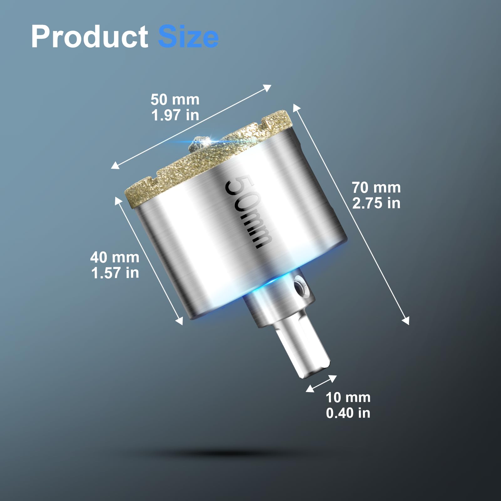 50 mm Broca de Diamante Taladro Hueco Sierra de Perforación con Broca de Centro Piloto Broca de Diamante Brocas con Revestimiento de Diamante para Azulejos Cerámica Vidrio Porcelana Mármol