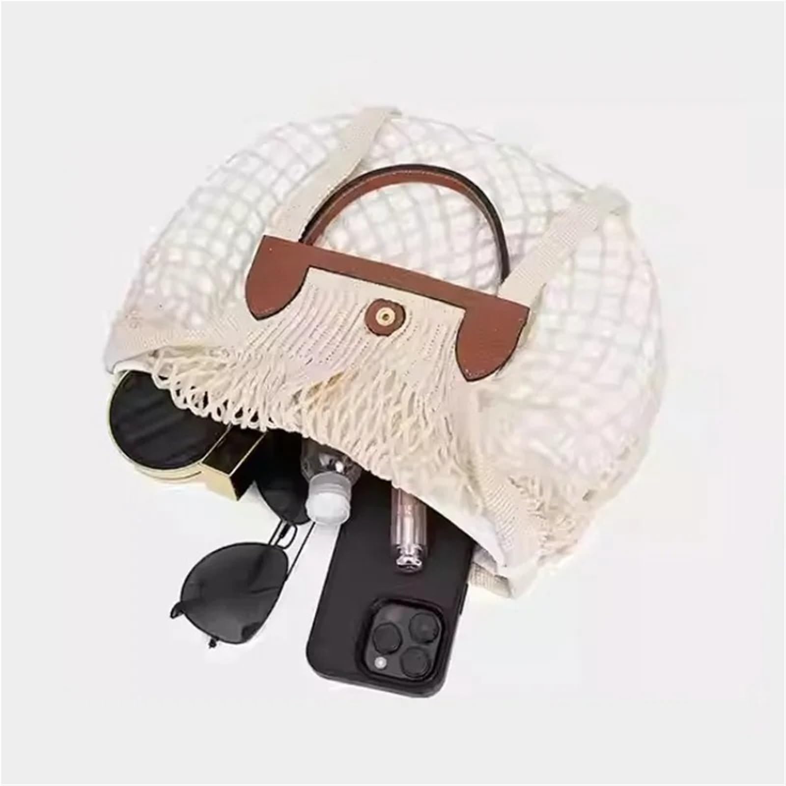 Organizador de Bolso para Longchamp Filet, Forro de Bolsa de Malla(Insert Large White)