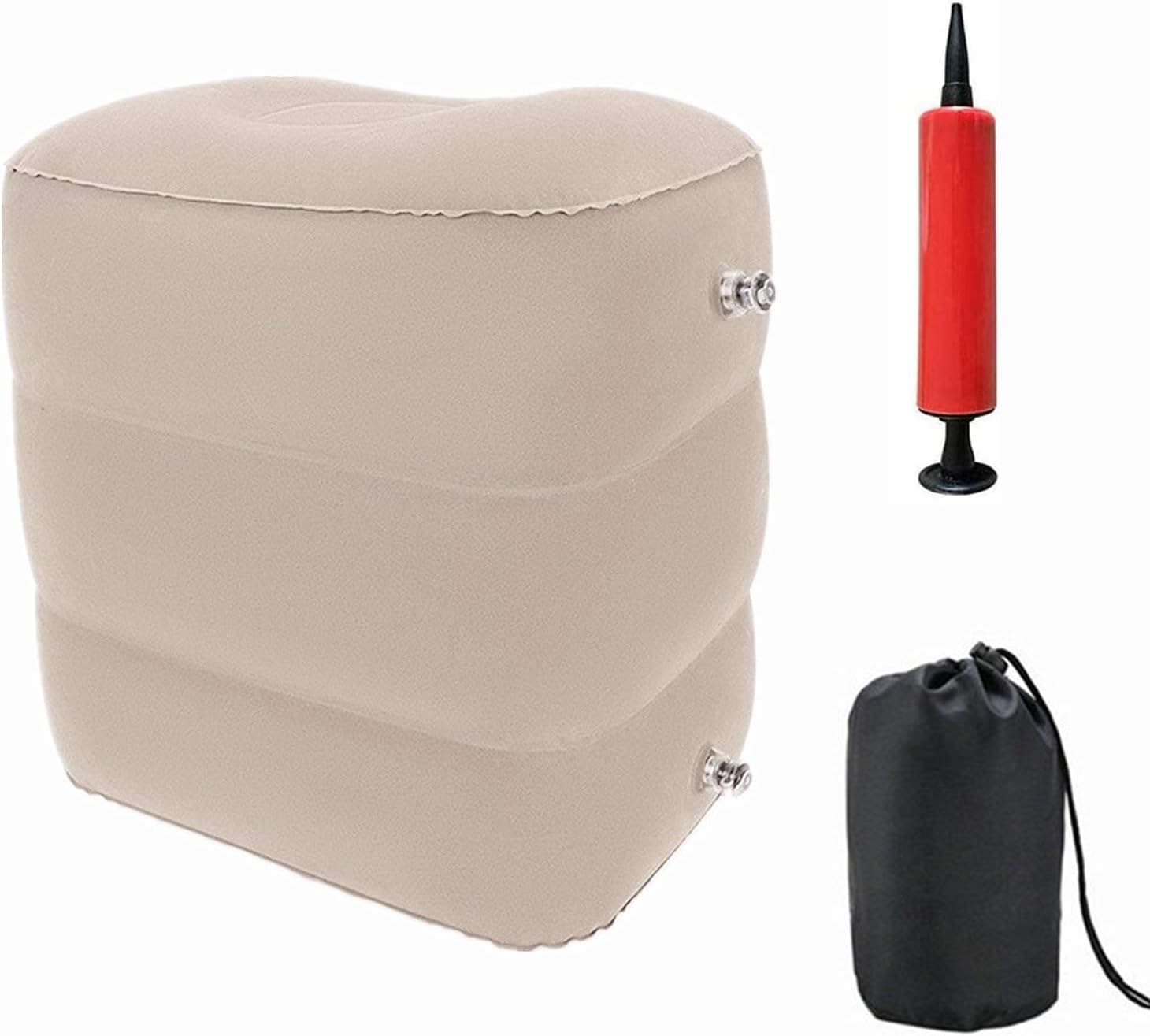 Inflatable Travel Foot & Leg Rest Pillow with Adjustable Height for Airplane, Car, Bus, Train, Office, Camping and Kids to Sleep on Long Flights, Air Pump Included