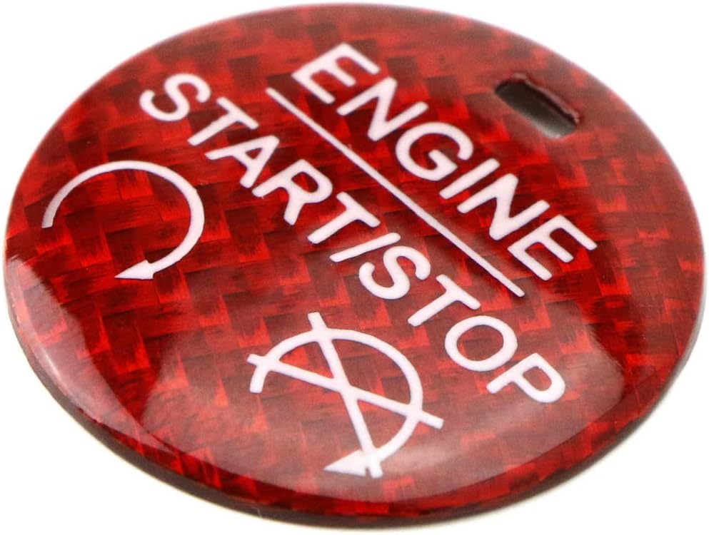 iJDMTOY Shelby Style Gloss Red Real Carbon Fiber Keyless Engine Start/Stop Push Start Button Cover Compatible with 2015-2022 Ford Mustang