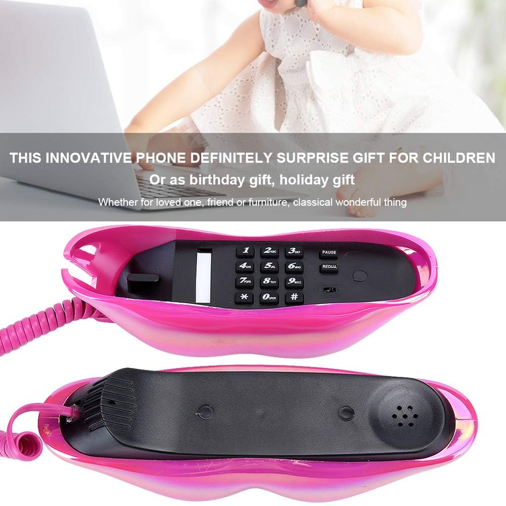 Modisches Lippentelefon, Rose Red Galvanik Flocking Retro Sexy Home Phone, Mund Schnur Festnetztelefon für Dekoration Mädchen