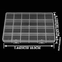 Vista 6 de Caja organizadora de plástico transparente con 24 rejillas, contenedor de almacenamiento con compartimento fijo para manualidades, cuentas, joyas