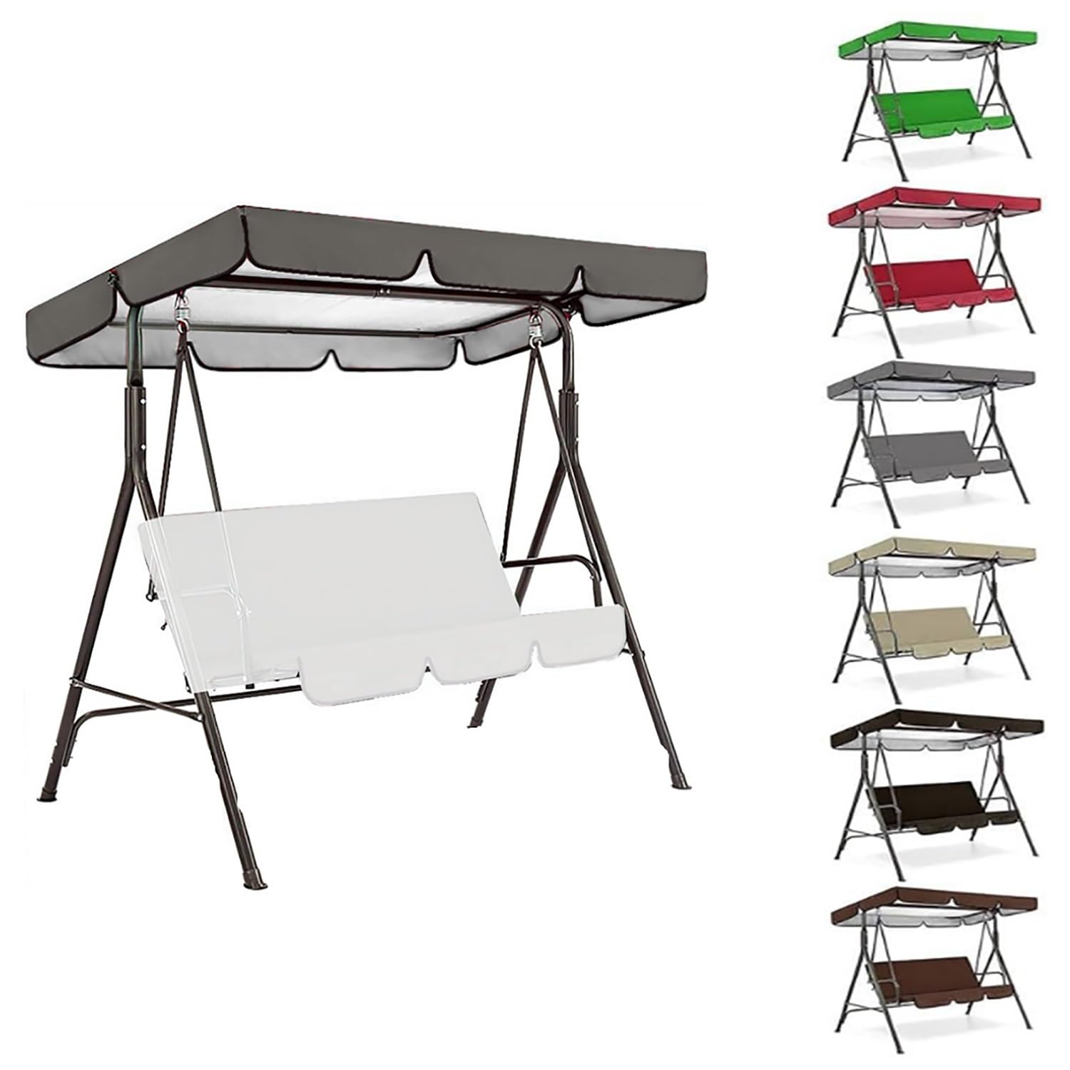 YCXHGK 2/3 Seater Swing Canopy Replacement Cover, Garden Hammock Top Cover for Seat Furniture, Canopy Only, Waterproof Oxford Cloth Swing Top(Gray,190x120cm/75x47in)