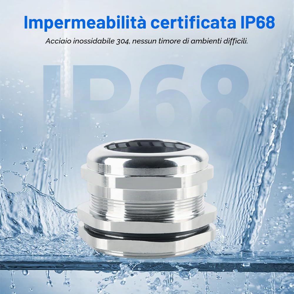 1Pcs Pressacavo M80, Giunti in ottone nichelato impermeabili, pressacavi regolabili IP68, connettori di presa del cavo con guarnizioni e controdado diametro 55-62mm