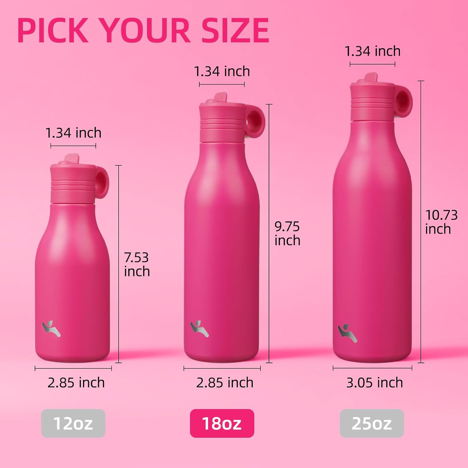 18oz Stainless Steel Water Bottle with Straw, Insulated Metal Travel Water Bottle, Reusable and Leak Proof, BPA Free, Double Wall Design, Rose Red - Image 5
