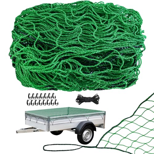 LINSOCLE Red de seguridad para remolques, 2 x 3 m, red de seguridad para remolque, estable y flexible, malla verde 4,5 x 4,5 cm