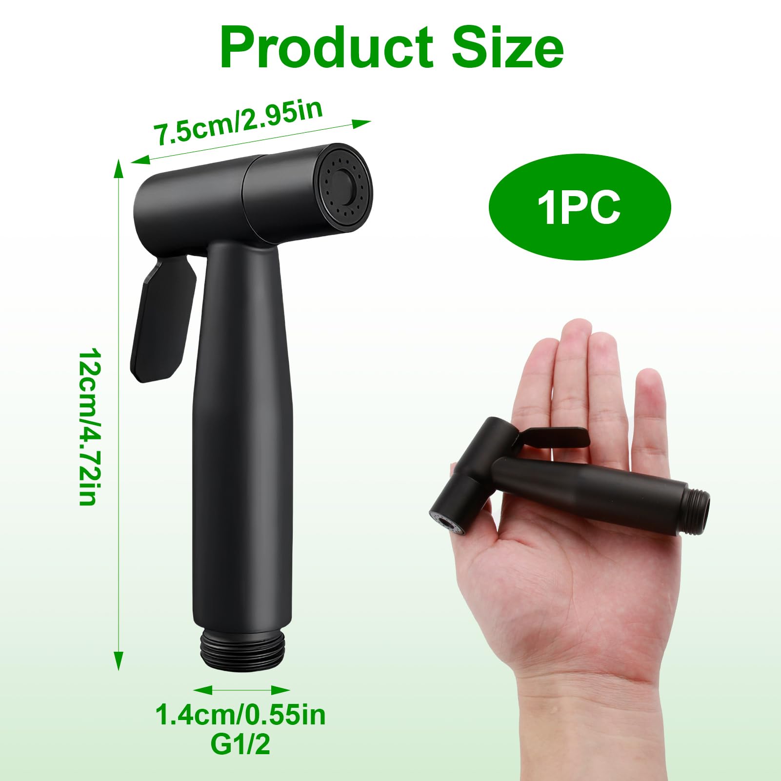Bidé Handbrause acero inoxidable, G1/2 WC cabeza de ducha, ahorro de agua, higiene personal, negro