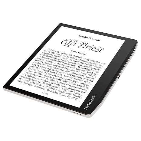 قارئ الكتب الإلكترونية Pocketbook Era Silver بشاشة تعمل باللمس مقاس 7 بوصات وبلوتوث سعة 16 جيجابايت