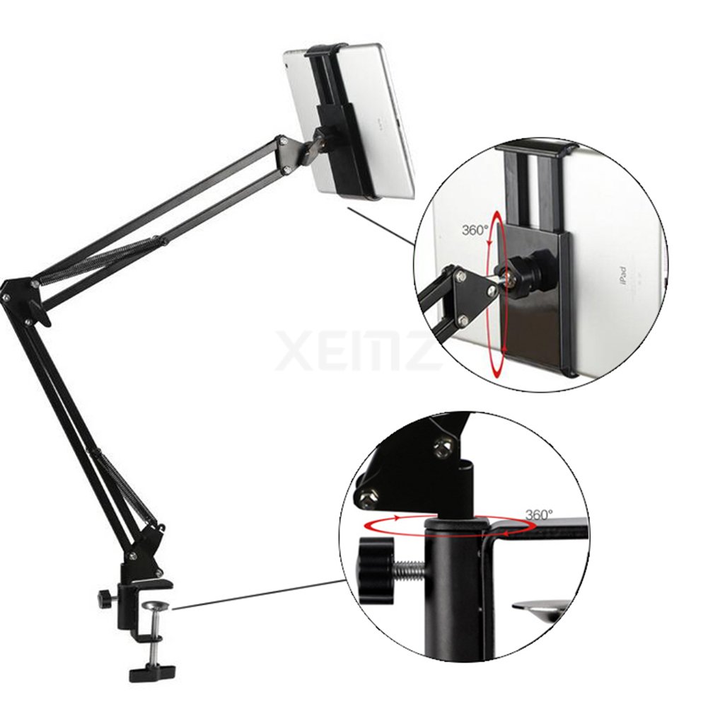Peastrex Supporto parete per tablet iPad con braccio lungo regolabile a 360° compatibile con tablet cellulare 4~13,5 iPad Pro, Galaxy Tab, interruttore di superficie, iPhone, aule, luoghi medici