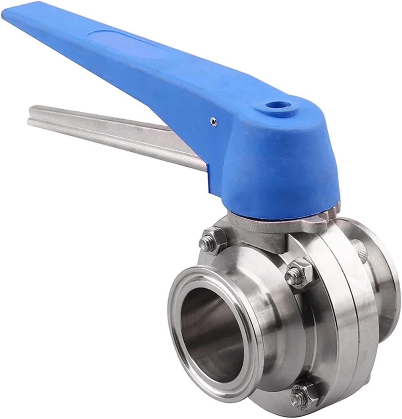 Butterfly Valve With Blue Trigger Handle Stainless Steel 304 Tri-Clamp