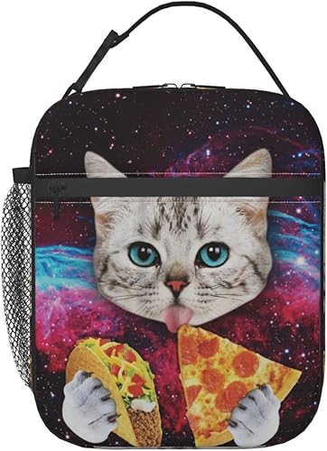 Galaxy Taco Cat Pizza - Lonchera reutilizable con aislamiento térmico para almuerzo