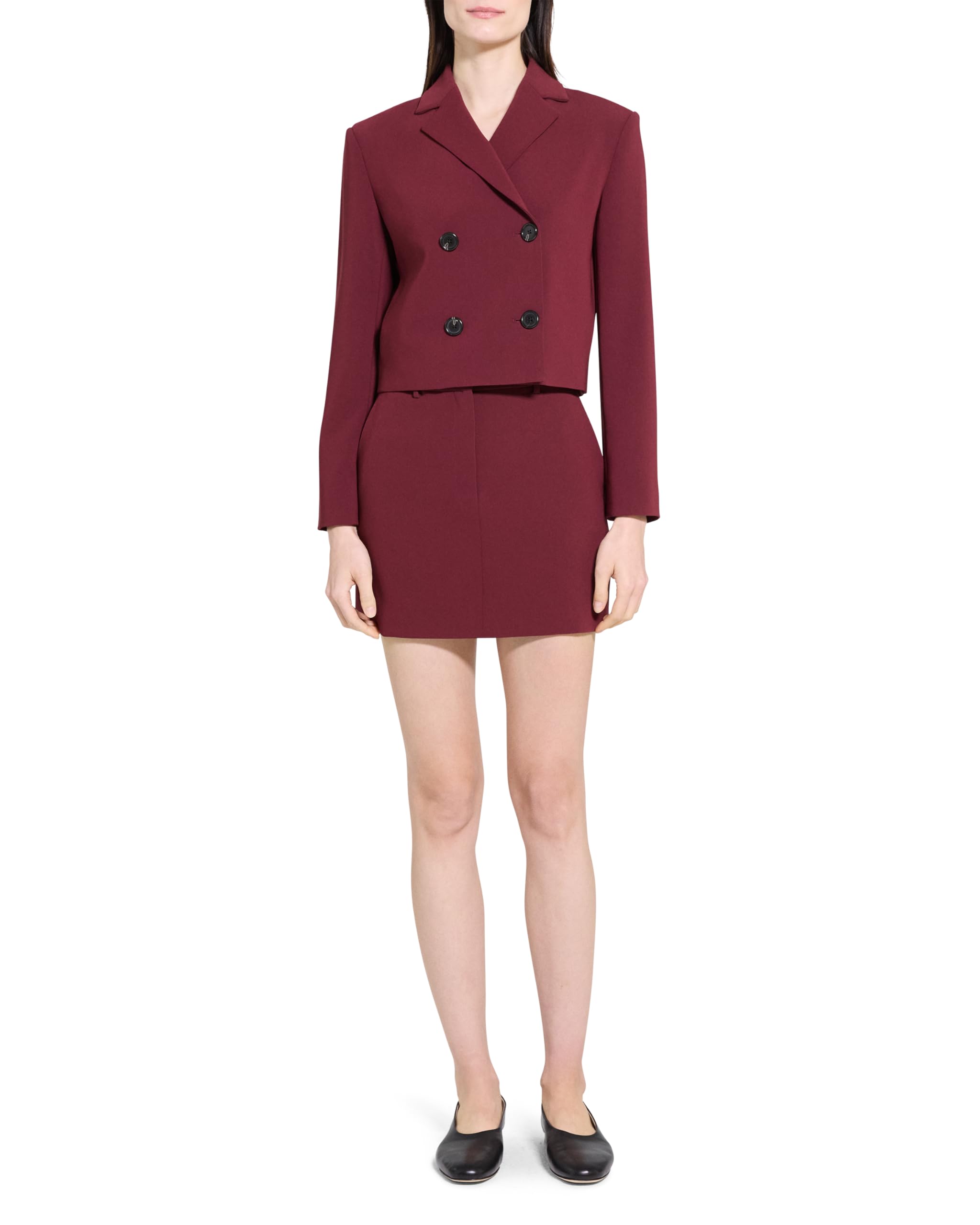 Theory Womens Crop Double-Breasted Jacket