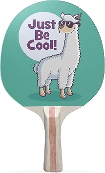 Cool Llama Colorful Design Ping Pong Paddle, Premium 5 Ply Table Tennis Racket Black on Back