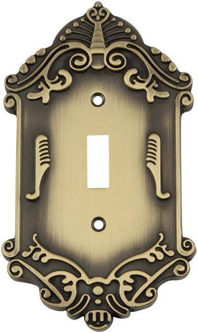 Nostalgic Warehouse Victorian Light Switch Cover Plate Single Toggle Antique Brass