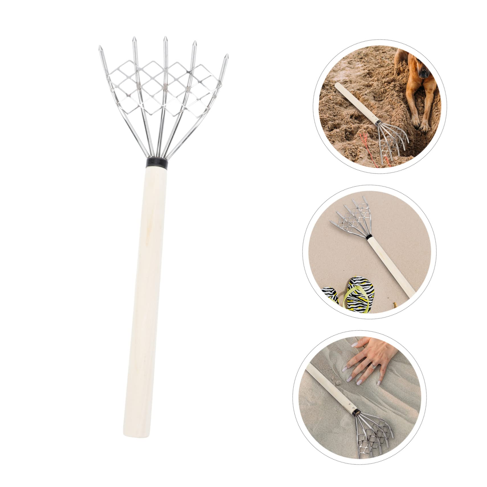 2 Stck. Edelstahlrake Muschel Rechen Gartenarbeit Rasen Klatschen Landschaft Rechen Klein Klaue Rostfreier Muschelrechen Schmutz Im Freien Rechen Mit Stiel Silber Edelstahl 304