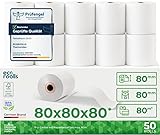 ECO ROOLLS® Thermorollen 80mm x 80mm x 12mm [Für alle üblichen Kassensysteme] - Kassenrollen 80x80x12 Thermo - Bonrollen Thermopapier - Geeignet für Drucksysteme mit Papierbedarf bis 80m (50 Stk)
