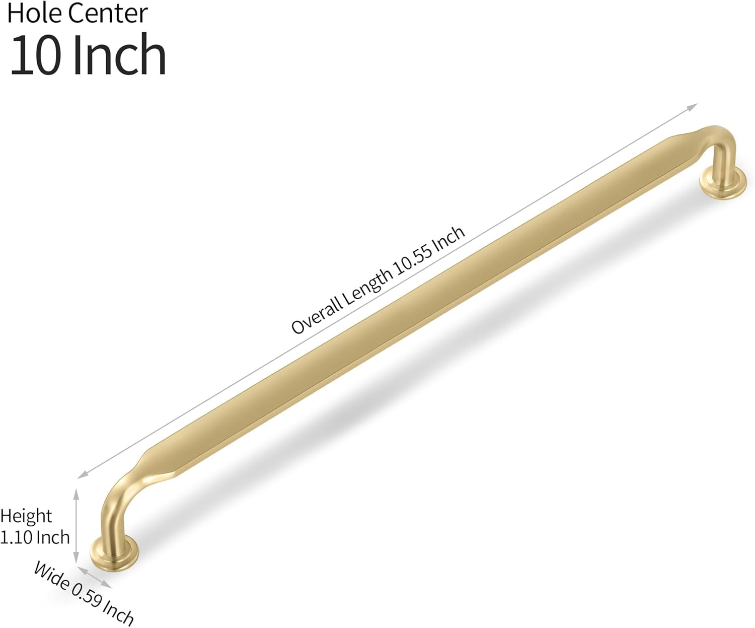 Lardmon 10 Pack Brushed Gold Simply Modern Cabinet Pulls 10 Inch(256mm) Hole Center Kitchen Cabinet Handles Solid Drawer Pulls Heavy Duty Zinc Alloy Kitchen Hardware, 10.5 Inch(268mm) Total Length