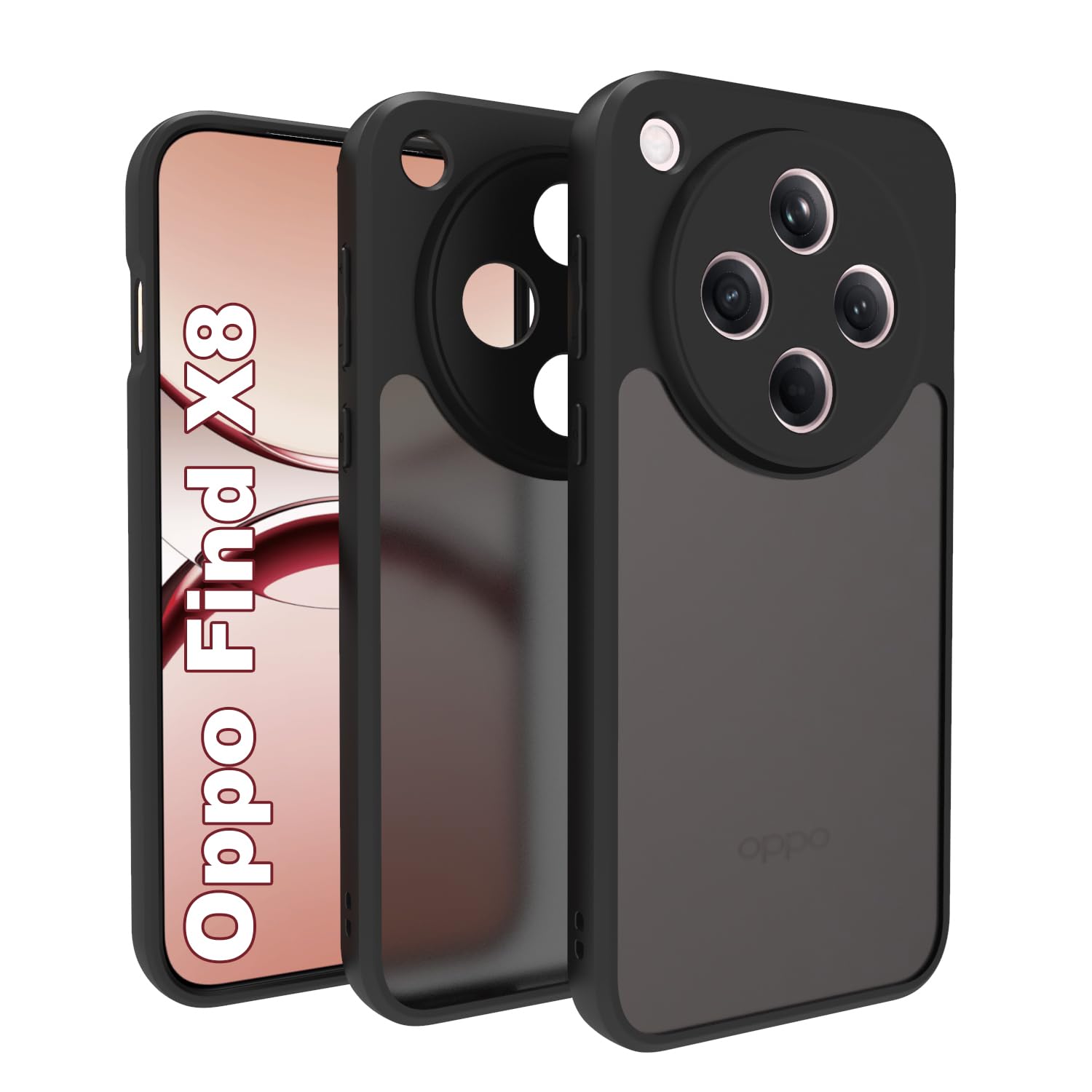 RIGGEAR Shockproof Sleek Hybrid Armor Back Cover Case for Oppo Find X8 5G (Smoke Black Matte PC + Black TPU Bumper)
