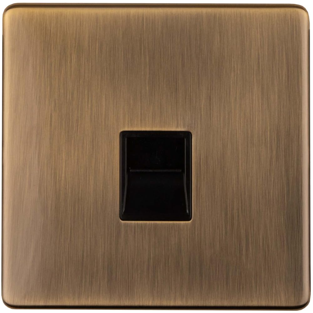 Loops Bronze 1 Gang Single Bt Telephone Master Socket Screwless Antique Brass Wall Face Plate - Decorative Landline Wall Plate