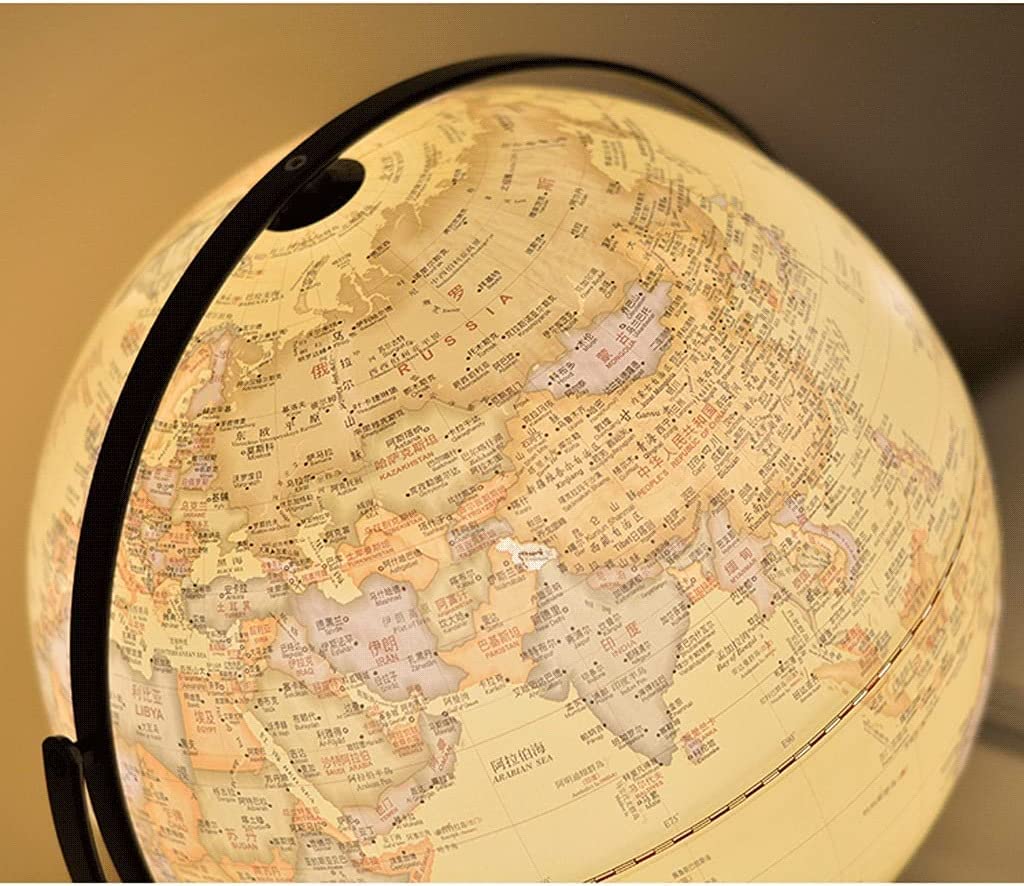 Globi Geografici Mappamondo Mondiale Illuminato Classico dell'ultima Versione con Supporto in Legno 2 in 1 Mappamondo Grande geografico Mappamondo Antico da Tavolo 30 cm Home Decor