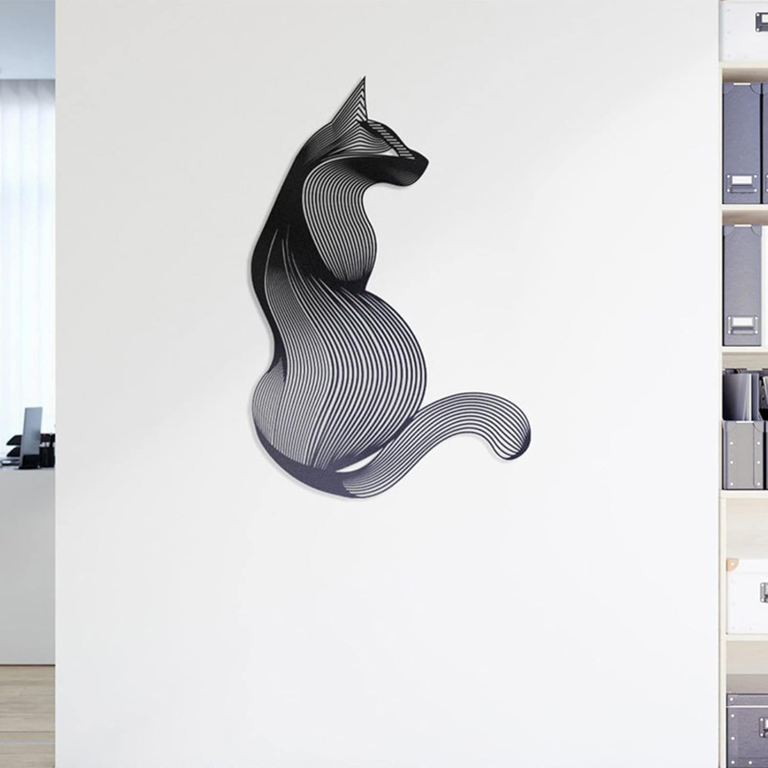 Arte Metallo Gatto da Parete, Scultura Decorativa per Casa, Caffè e Soggiorno