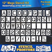 Pavement Stencils -12 inch MEGA Alpha/NUM Set - 64 Piece - 12" x 9" x 1/8" 128 mil - Pro-Grade