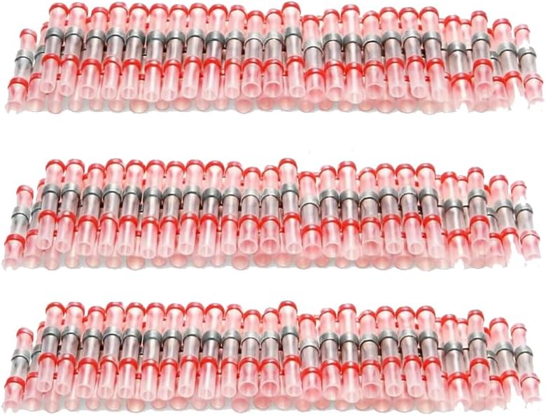 100 Pieces Solder Seal Wire Connectors Red, Heat Shrink 0.5-1.5mm, 22-18 AWG Wire Sizes, Car, Marine, Stereo Electrical Joint