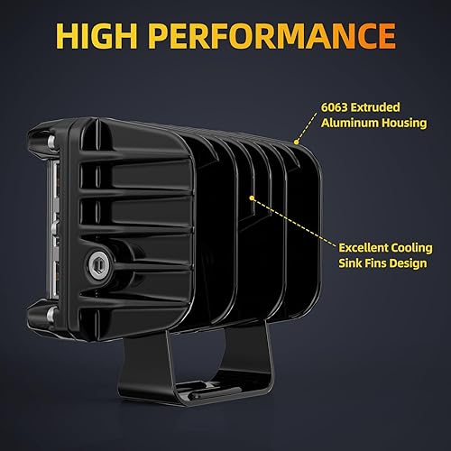 Miniatura 9 de NAOEVO Cápsulas de luz LED estroboscópica de 4 pulgadas, disparador lateral ámbar, blanco, azul y rojo, 6 modos, luz todoterreno de 60W con función