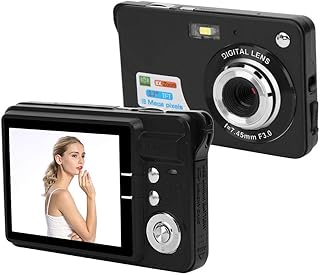 Câmera digital, 18 MP foco automático zoom digital 8X tela LCD 2,7 polegadas fotografia fotografia câmera de fotografia com microfone para crianças amigos pais presentes (preto)
