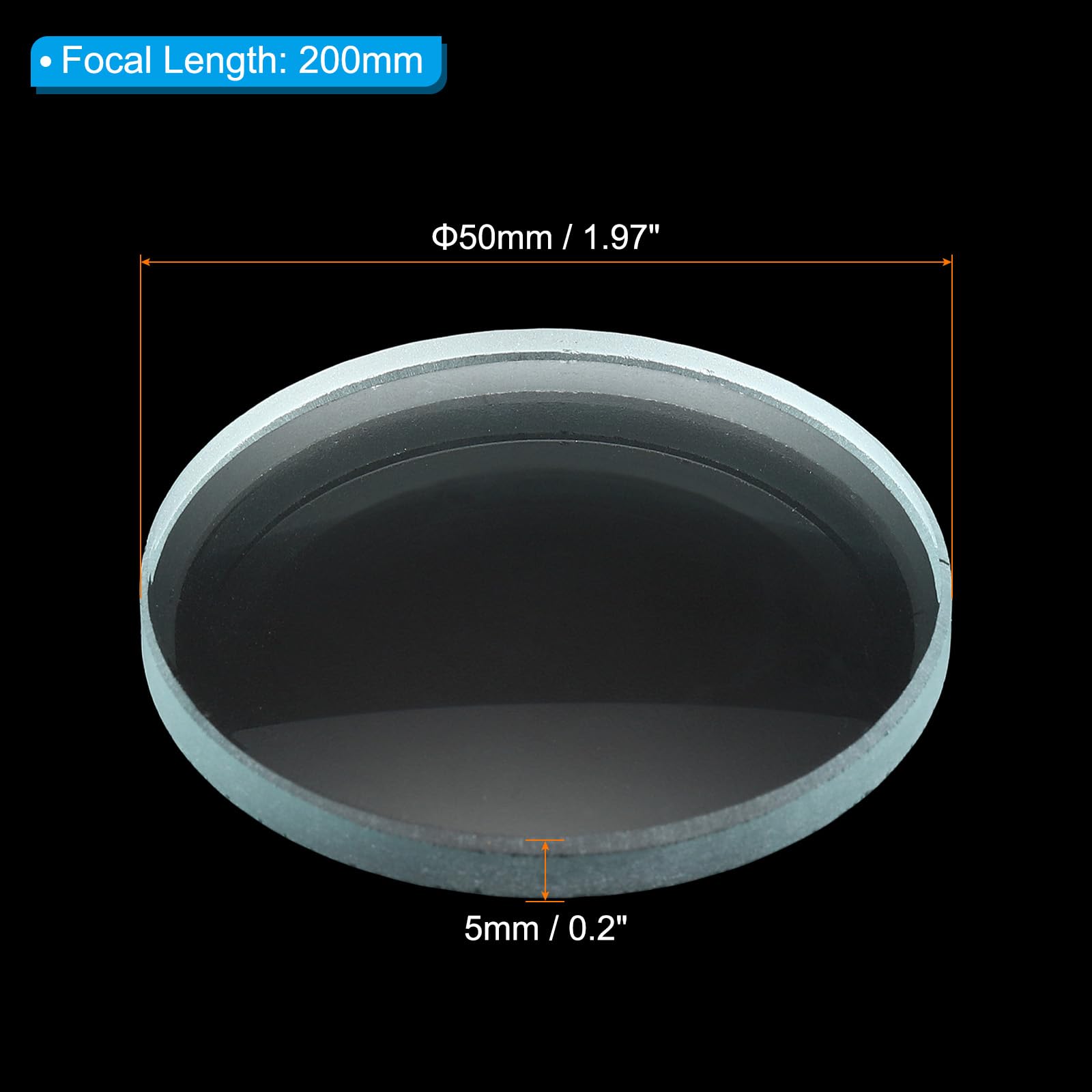 PATIKIL 8" (200 mm) Focale Longueur Double Concave Objectif, 3 Paquet 50mm Diamètre 5mm Hauteur Verre Optiquement Poli Rond Bords Lentille pour Physique Expérience, Clair