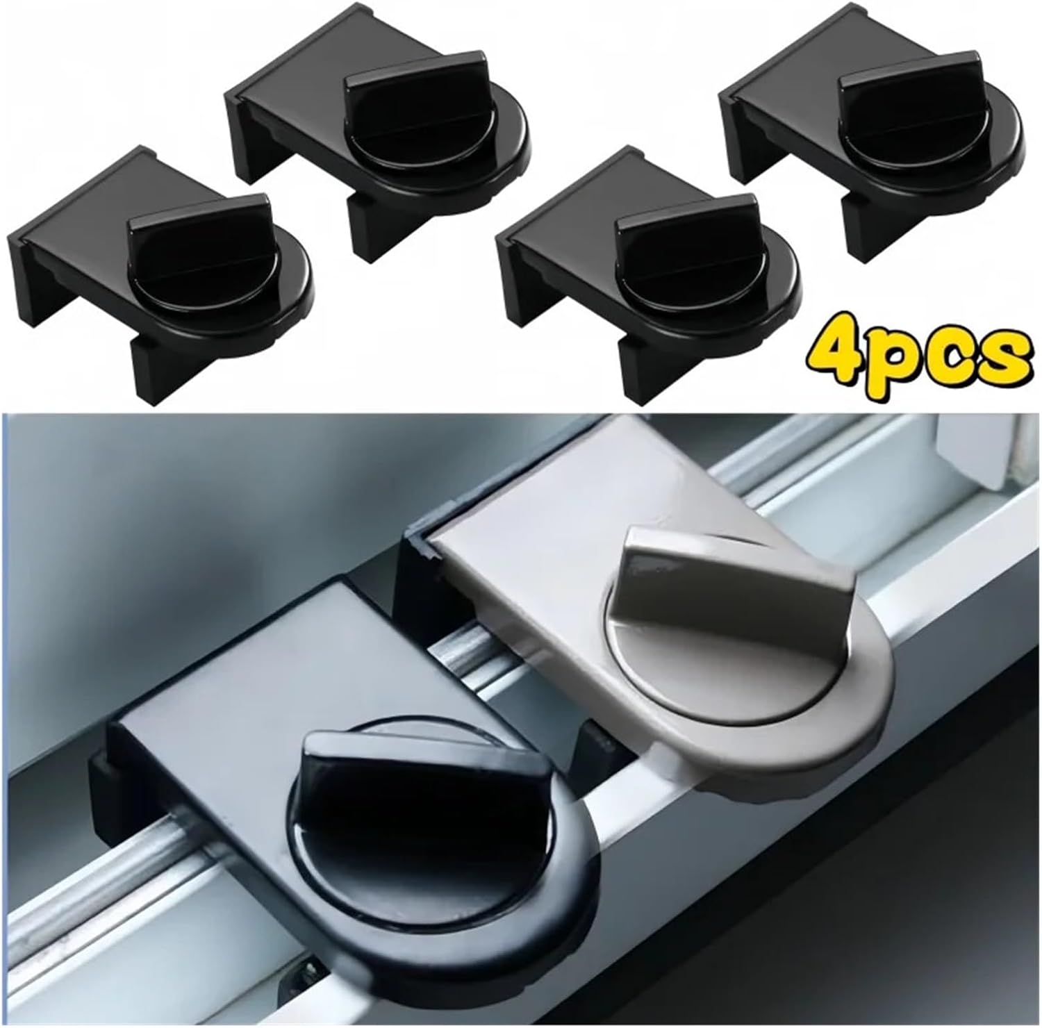 Window Limiter 4Pcs Sliding Window Locks Sash Stopper Door Anti-Theft Lock Adjustable Buckle Windows Limiter(1PC Brown)