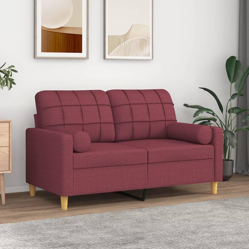 Zierkissen 2er Set Weinrot Ø15x50 cm Stoff, waschbare Dekokissen für Wohnzimmer, Sofa, Bett, Sessel, langlebiges Material, mit Reißverschluss, modern, kuschelig