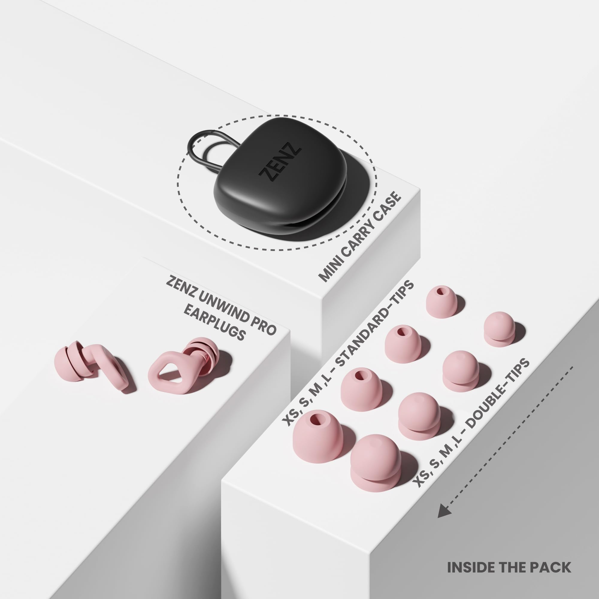 Zenz Unwind Pro - Tapones para los oídos para reducir el ruido del sueño, tapones reutilizables de silicona suave para dormir, concentrarse y trabajar, reducción de ruido de 35 dB con estuche de