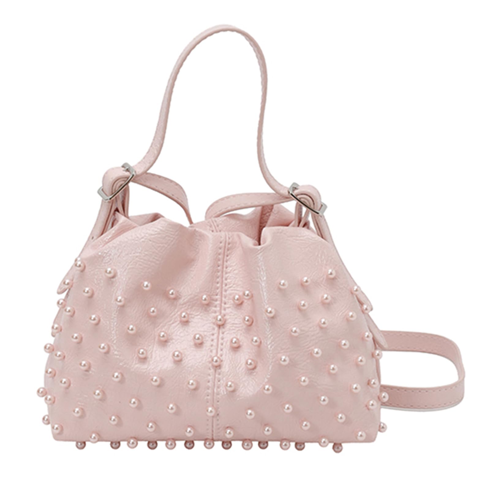 Bolso de piel sintética con cordón, bolso de mano con correa para el hombro