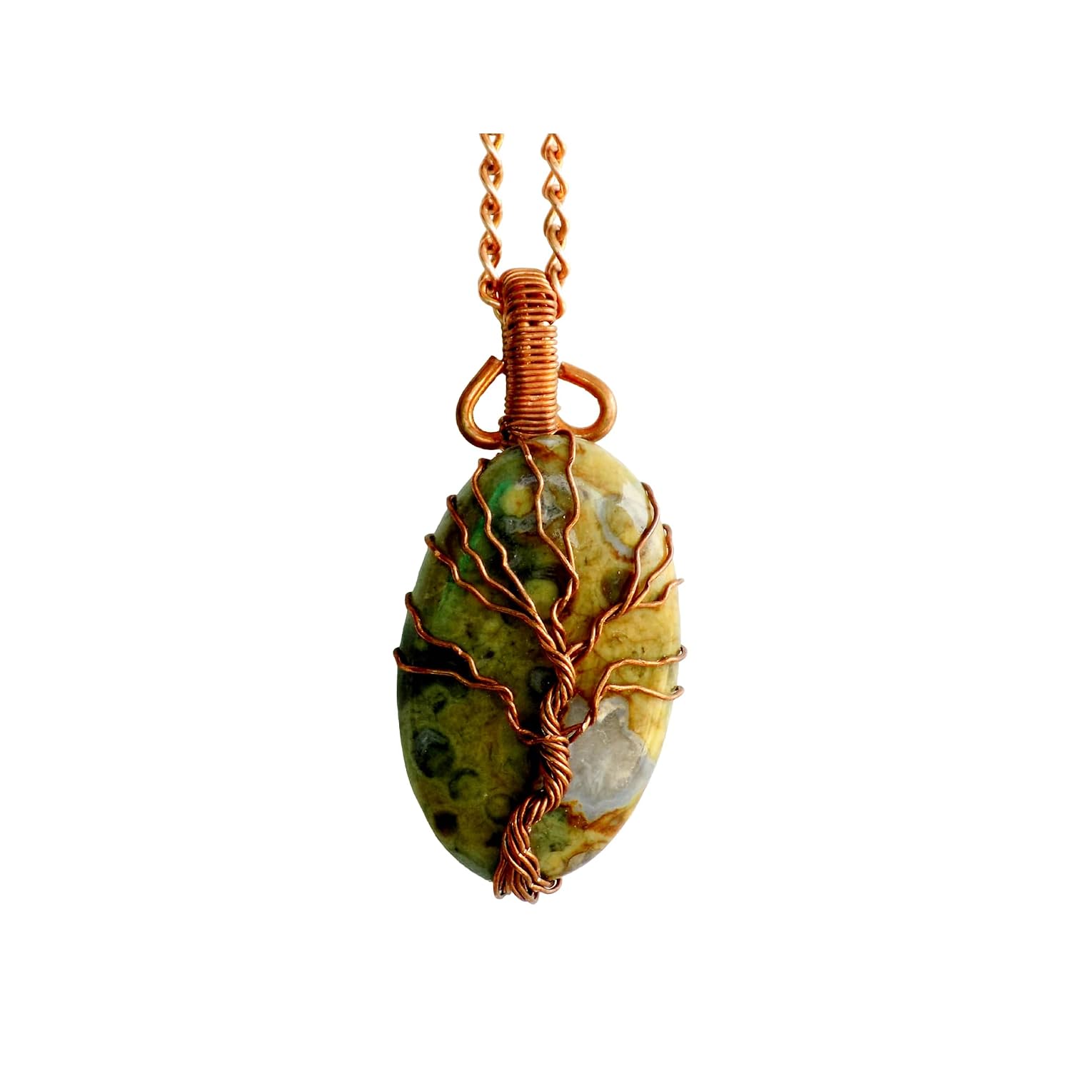Rhyolite Necklace, Tree Of Life Jewelry, Handmade Jewelry for Women, Boho Pendant