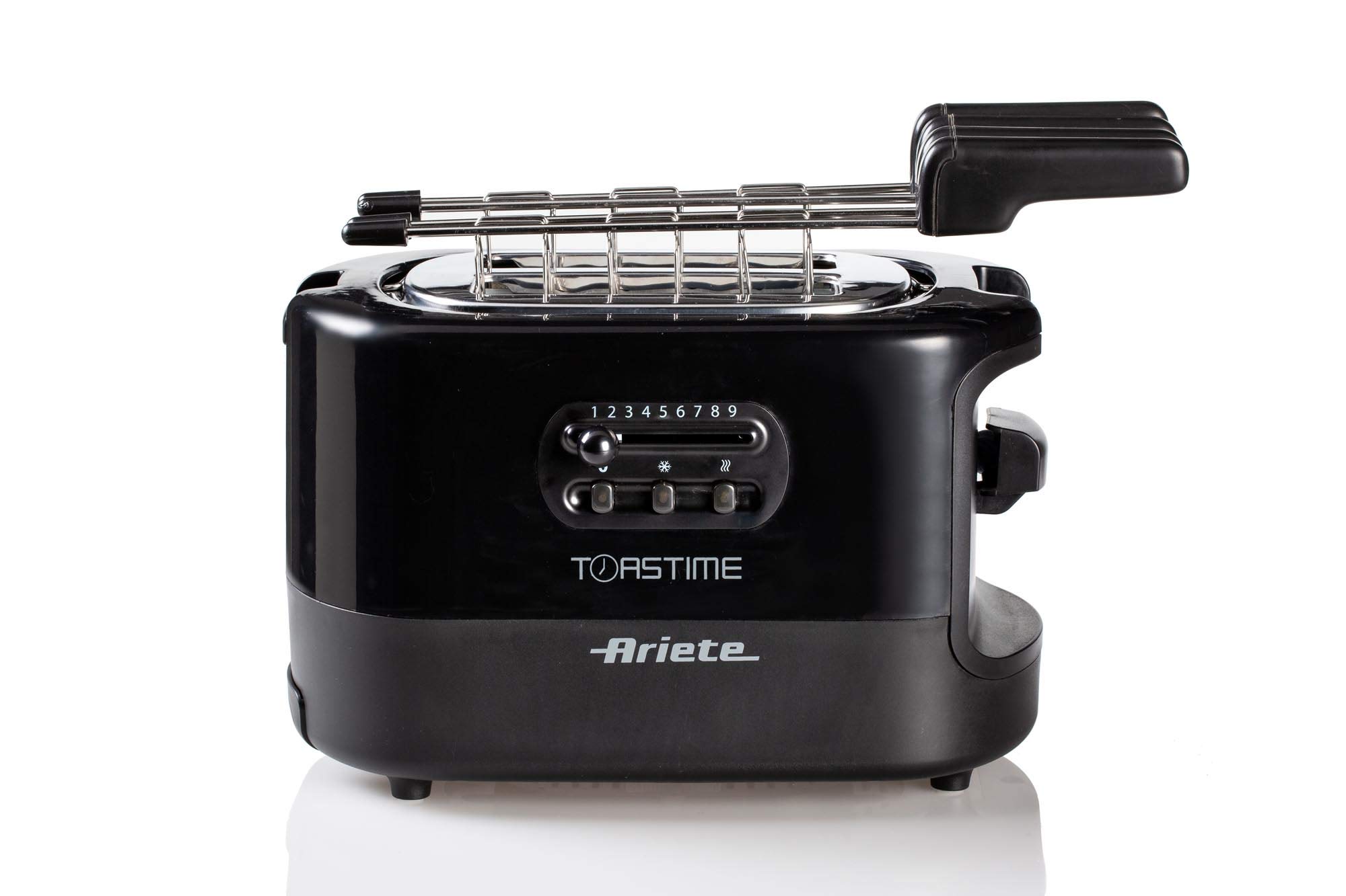 Ariete 159 Toastime - Tostapane con Pinze per 2 fette di pane - 9 Gradi di Doratura - 700 Watt - Nero