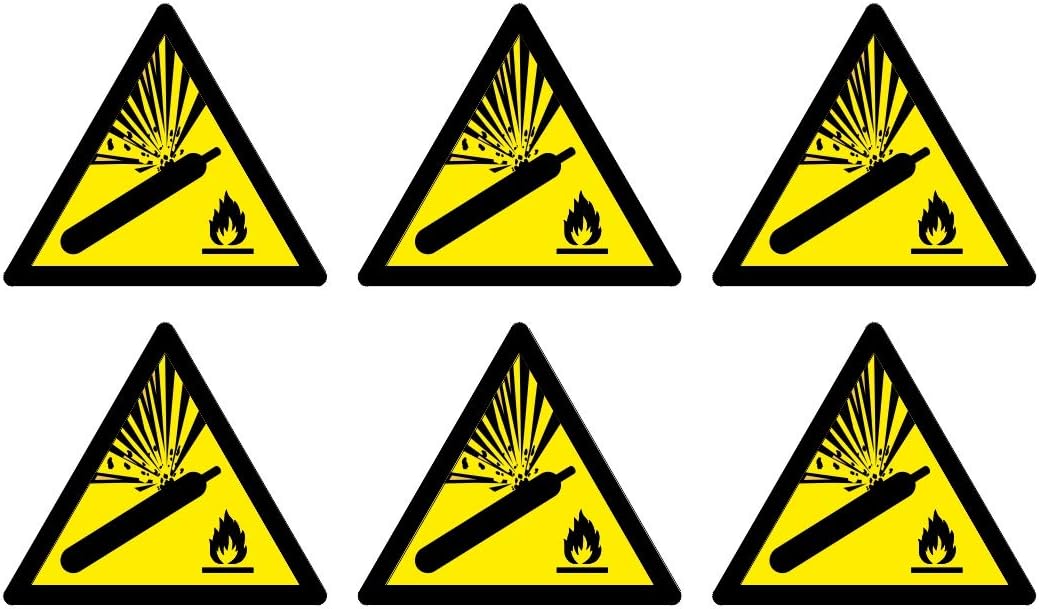 Pressurised cylinder warning symbols safety sign pack - Set of 6 - Size ...