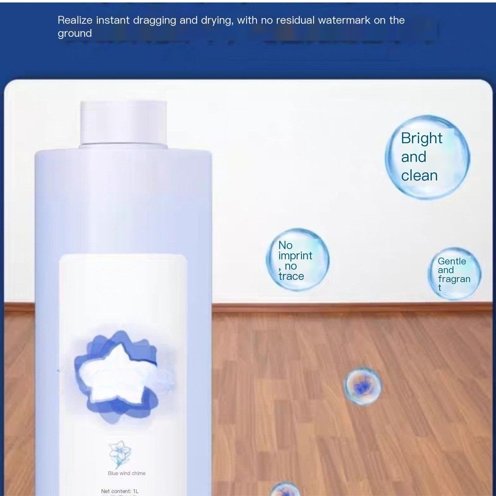 Líquido limpiador de pisos。 Aroma de campanilla de viento azul, 1L (33.8fl oz). Compatible para DEEBOT X2 /X2 OMNI / X2 COMBO。 Soluciones de limpieza de suelos(1L/2pc)