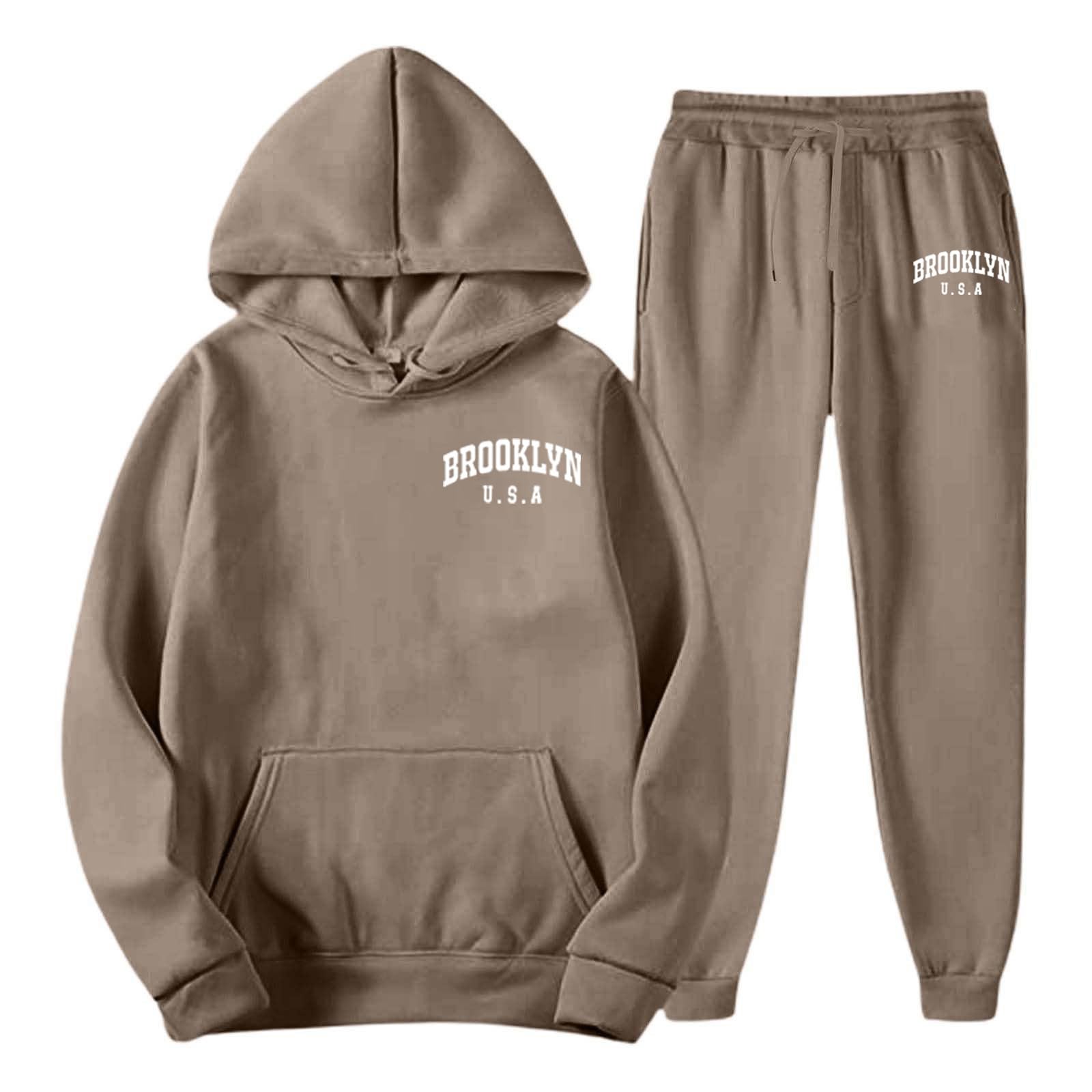 Générique Męski dres treningowy zestaw joggingowy bluza z kapturem spodnie sportowe polar bawełniany długi rękaw na co dzień fitness 2-częściowy zestaw treningowy ciepły wygodny na co dzień A4