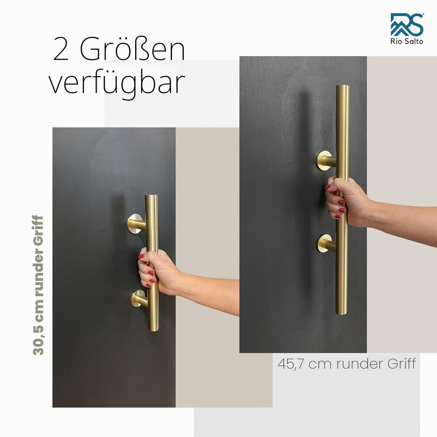 Rio Salto Schiebetürgriff aus gebürstetem Messing, goldfarben, 30,5 cm, groß, schwer (Gold, 1 Packung)
