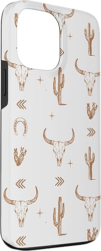 Vista 3 de Funda rústica para iPhone 13 Pro Max Western Country Boho Southern Bull Skull Pattern Chic Rustic Case