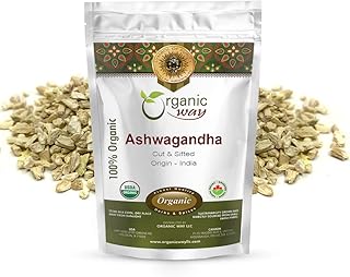 Organic Way Ashwagandha Root Cut & Sifted (Withania somnifera) - Organic & Kosher Certified | Vegan, Non GMO & Gluten Free | USDA Certified | Origin - India (1/2LBS / 8Oz.)