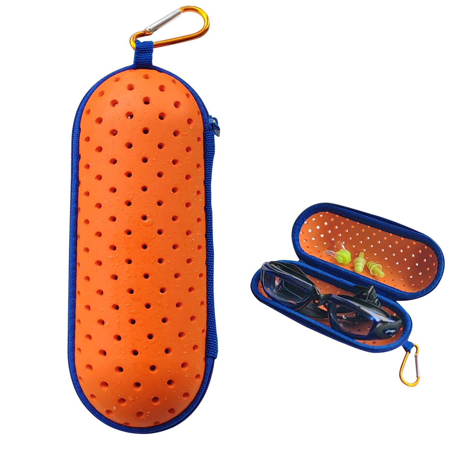 KUUBEELAA goggle case swimming,EVA swim goggle case with drain holes,swimming goggle storage box, Diving Glasses Bag with Hook,Breathable, quick drying and lightweight,Multiple colors