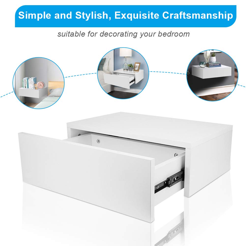 Wall Shelf Drawer Hanging Bedside Table Modern Floating Bedside Drawer Bedside Wall Shelf